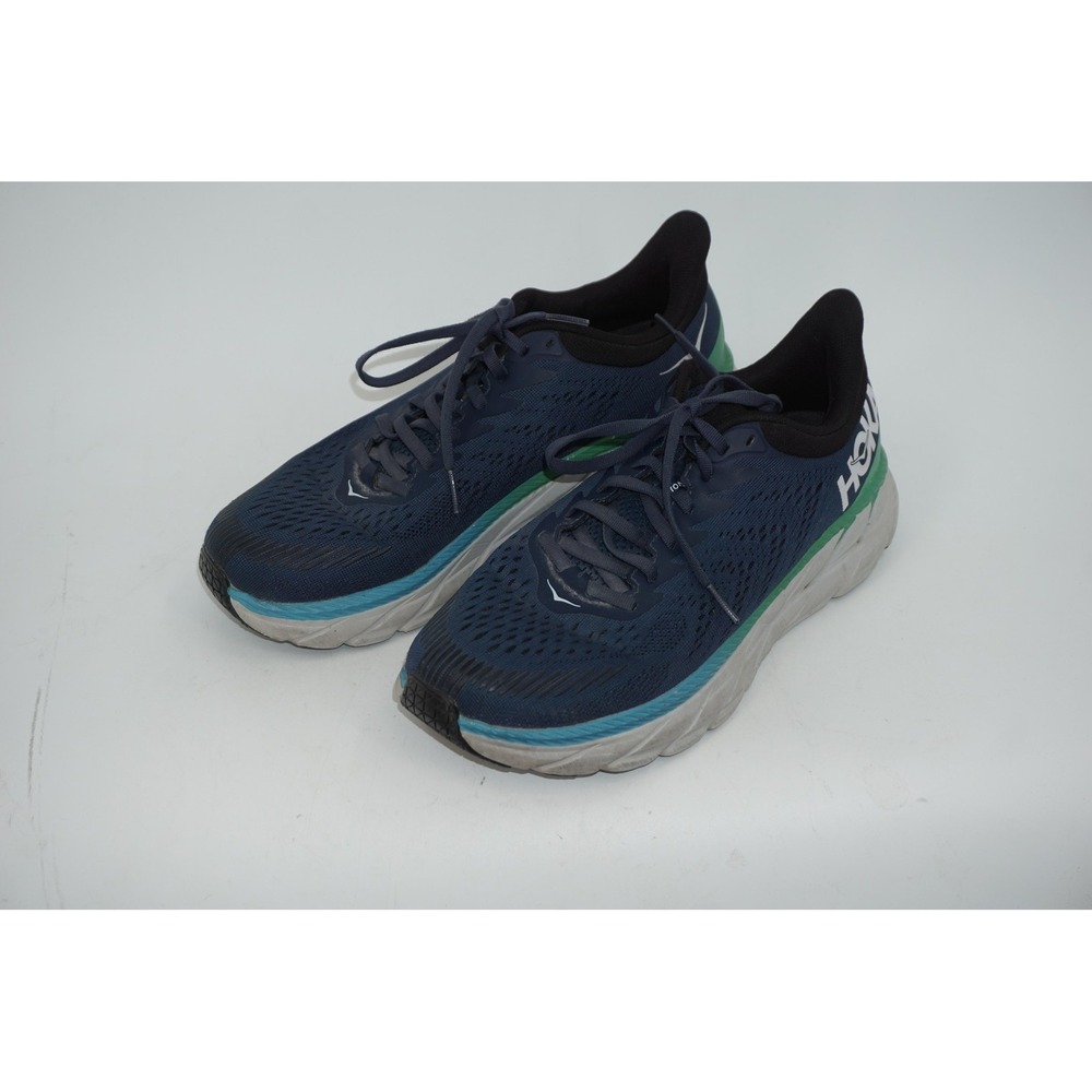 Hoka One One Clifton 7 Running Shoes Mens Size 8.5 Blue Green Road Sneakers